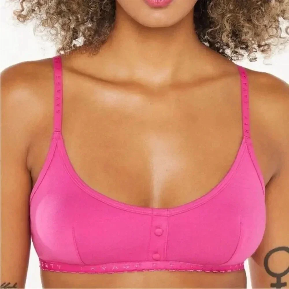 SAVAGE X FENTY COTTON JERSEY BRALETTE PINK SIZE SMALL